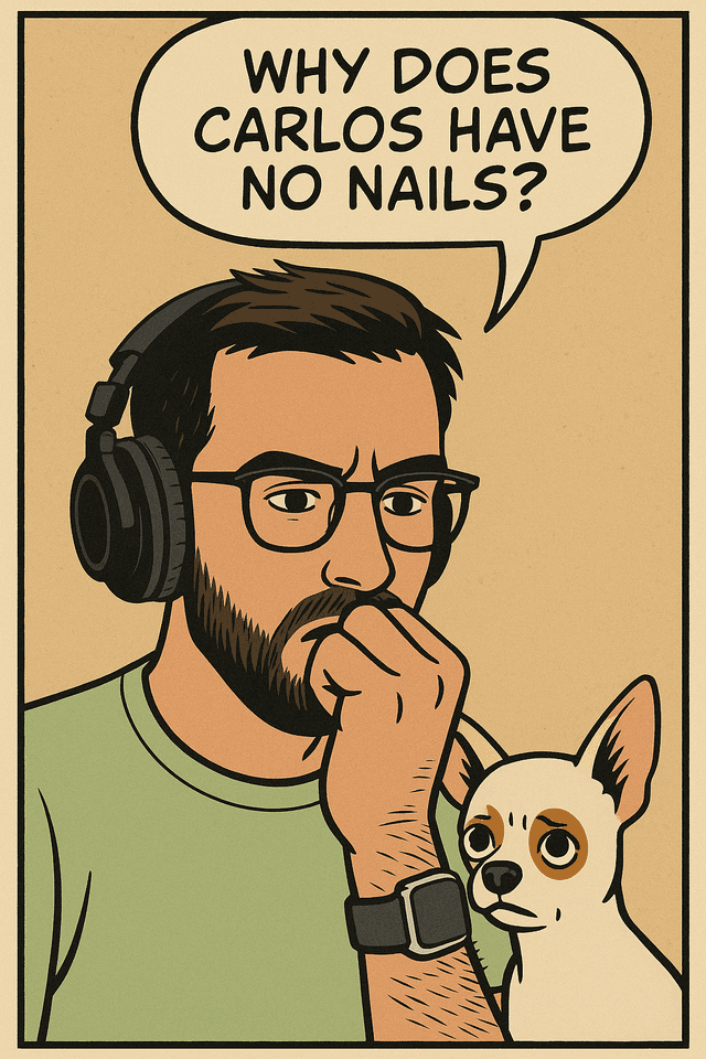 Carlos comiéndose las uñas