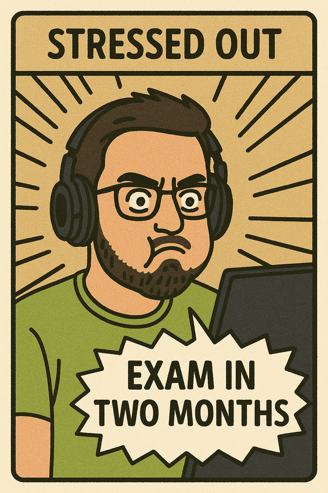 Carlos estresado por examen en 2 meses